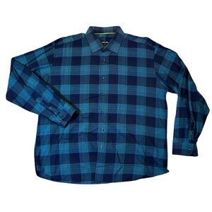 Jared Lang mens 3XL XXXL blue plaid lightweight button up casual shirt EUC